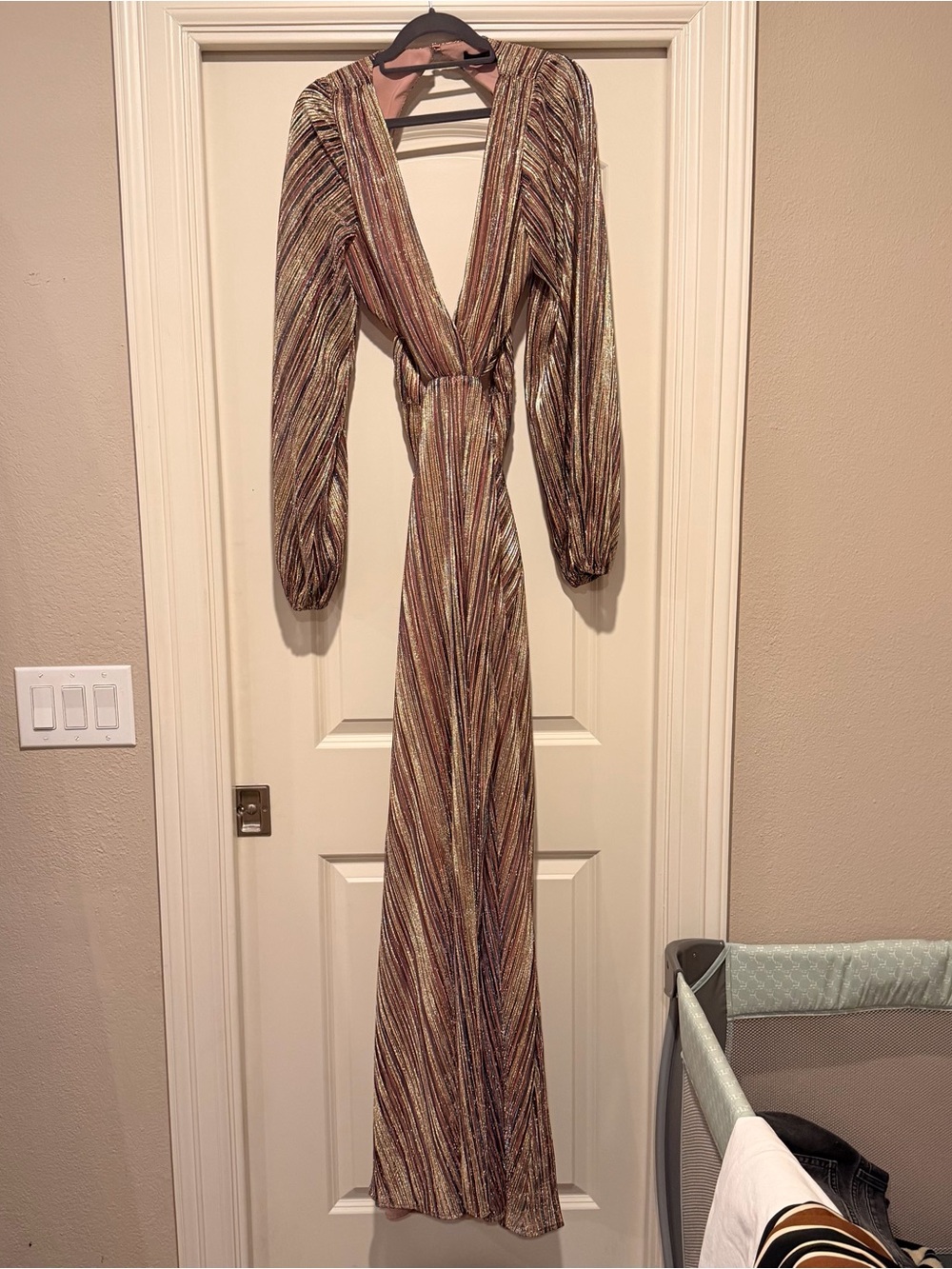 House of Harlow 1960 Multicolor Metallic Stripe Maxi Dress - Picture 2 of 9